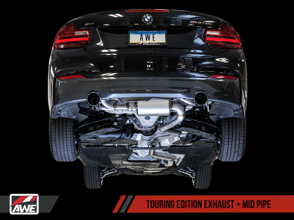 AWE TOURING EDITION AXLE-BACK EXHAUST FOR BMW F22 M235I / M240I - CHROME SILVER TIPS (90MM)