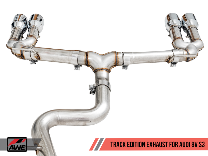 AWE TRACK EDITION EXHAUST FOR AUDI 8V S3 - 102MM WITH VALVE SIMULATORS