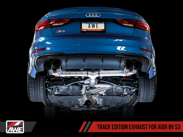 AWE TRACK EDITION EXHAUST FOR AUDI 8V S3 - 102MM WITH VALVE SIMULATORS