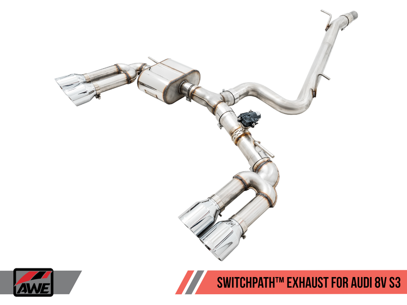 AWE TRACK EDITION EXHAUST FOR AUDI 8V S3 - 102MM WITH VALVE SIMULATORS