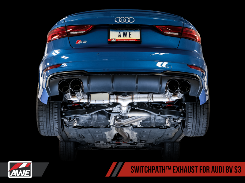 AWE TRACK EDITION EXHAUST FOR AUDI 8V S3 - 102MM WITH VALVE SIMULATORS