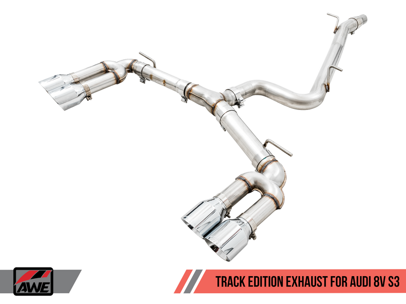 AWE TRACK EDITION EXHAUST FOR AUDI 8V S3 - 102MM WITH VALVE SIMULATORS