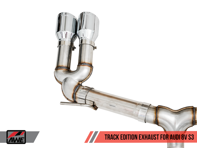 AWE TRACK EDITION EXHAUST FOR AUDI 8V S3 - 102MM WITH VALVE SIMULATORS