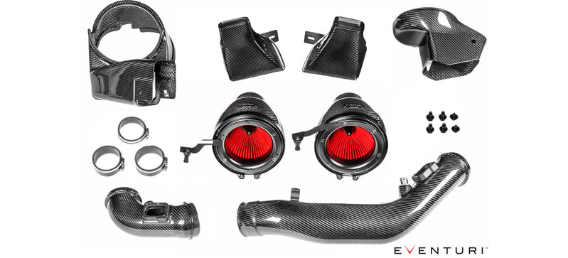 EVENTURI BMW F8X M3/M4 V2 FULL BLACK CARBON INTAKE WITH SEALED CARBON DUCTS