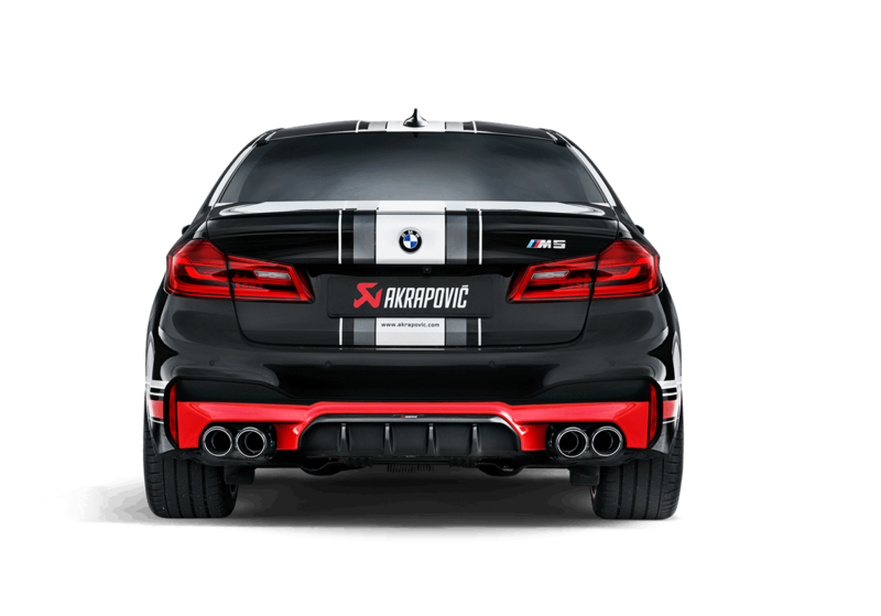 AKRAPOVIC EVOLUTION LINE (TITANIUM) - BMW F90 M5 WITH RED/WHITE LOGO